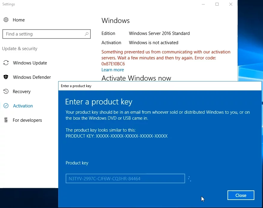 Windows Server 2016 Key